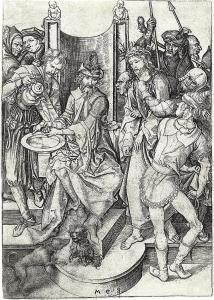 SCHONGAUER Martin 1430-1491,Christ before Pilate,1480,Swann Galleries US 2013-10-30