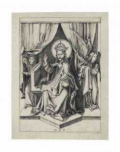 SCHONGAUER Martin 1430-1491,Christ Enthroned, from: The Passion,1478,Christie's GB 2017-01-25