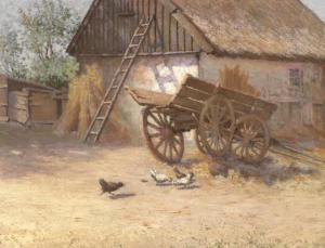 SCHONHEYDER MOLLER Valdemar 1864-1905,På landet . In the countryside. Sunlit farm e,Bruun Rasmussen 2022-09-20