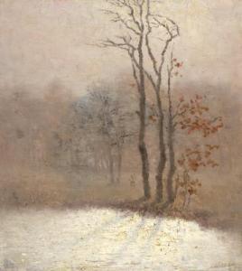 SCHONHEYDER MOLLER Valdemar 1864-1905,Winter landscape in sunlight,1885,Bruun Rasmussen 2021-09-21