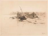 SCHONLEBER Gustav 1851-1917,Küstenlandschaft mit Boot,1895,Zeller DE 2019-06-25