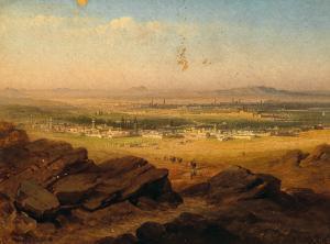 SCHONN Alois,A Vast Oriental Landscape with a Caravan and Mount,1866,Palais Dorotheum 2021-12-17