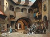SCHONN Alois 1826-1897,Old Courtyard in Friesach with Waggon,Palais Dorotheum AT 2014-04-08