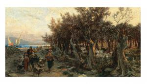 SCHONN Alois 1826-1897,Olive Groves in the Bay of Trau,Palais Dorotheum AT 2022-12-12