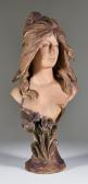 SCHOOP Theodore,bust of a young woman with irises at,19th/20th century,Canterbury Auction 2022-12-03