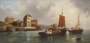 SCHOTH Capt. Anton,Drei Fischerboote an englischer Küste mit Gebäuden,Palais Dorotheum 2021-11-17