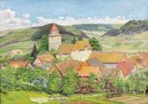 SCHOTT Wilhelm 1893-1900,Blick auf ein Dorf,DAWO Auktionen DE 2016-12-02