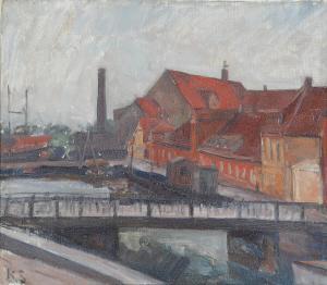 SCHOU Carl 1870-1938,Scenery from Frederiksholms Kanal, Copenhagen,Bruun Rasmussen DK 2023-03-21