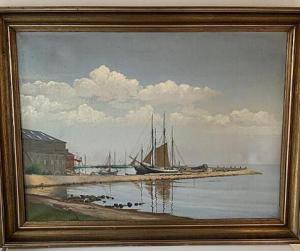SCHOU Peter Johan 1863-1934,Ships in harbour,Bruun Rasmussen DK 2021-09-09