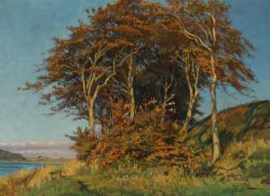 SCHOU Sigurd Solver 1875-1944,Fall landscape with lake view,1926,Bruun Rasmussen DK 2021-12-06