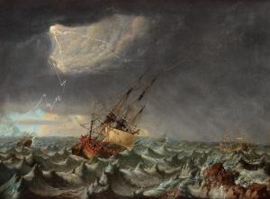 SCHOULTZ Johan Tietrich 1754-1807,Fartyg i storm,1787,Bukowskis SE 2012-06-12