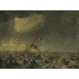 SCHOULTZ Johan Tietrich 1754-1807,SHIPS IN A STORM FLOUNDERING ON ROCKS,1787,Sotheby's GB 2007-04-24