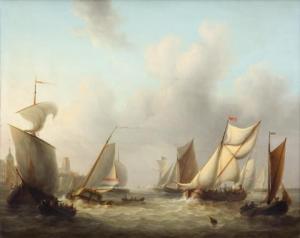 SCHOUMAN Martinus 1770-1848,A French barge and various other ships near Dordre,Venduehuis 2021-05-26