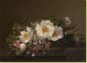 SCHOUTEN Cornelia 1849-1929,Jetée de fleurs sur un entablement,1885,Horta BE 2010-06-14