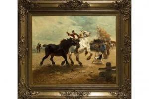 SCHOUTEN Henry 1857-1927,Horse with many figures,Twents Veilinghuis NL 2015-07-03