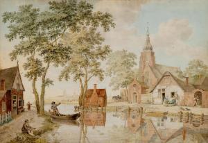 SCHOUTEN Hermanus Petrus 1747-1822,A view of a Dutch village,Venduehuis NL 2023-11-15
