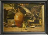 Schouten W,Still life with painting and bird of prey,1900,Twents Veilinghuis NL 2017-10-13