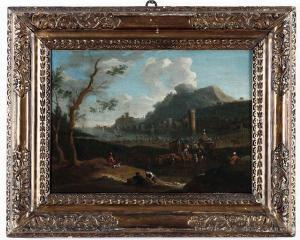 SCHOVAERDTS Matthis 1663-1703,Paesaggio costiero con figure,Cambi IT 2021-11-24