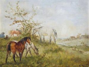 Schrader Rudolf,Hirte mit Hund und weidenden Pferden in Landschaft,1883,Palais Dorotheum 2018-11-20
