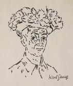 SCHRAG Karl 1912-1997,Self-Portrait in Flowered Hat,Rachel Davis US 2014-03-22