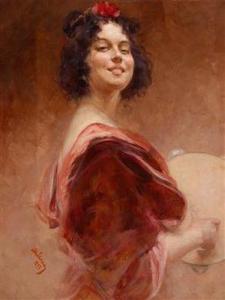 SCHRAM Alois Hans 1864-1919,Gypsy Womanwith Tambourine,1899,Palais Dorotheum AT 2011-06-09
