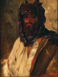 SCHRAM Alois Hans 1864-1919,Portrait of a Bedouin,1904,Palais Dorotheum AT 2023-12-12
