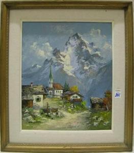 SCHRAML HERB,Swiss mountain scape with church and cottages,20th century,O'Gallerie US 2008-10-29