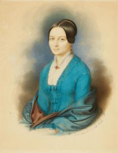 Schramm Johann Heinrich 1810-1865,Portrait of a Lady in Blue Gown,1850,Lempertz DE 2021-06-05