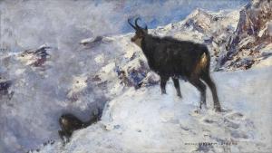 SCHRAMM ZITTAU Rudolf 1874-1950,Gemsen in den winterlichen Hochalpen,Palais Dorotheum AT 2021-06-01
