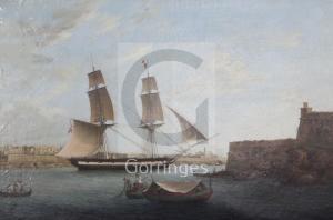 SCHRANZ Anton 1769-1839,An English frigate ship and fishing boats in Valet,Gorringes GB 2018-12-04