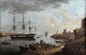 SCHRANZ Anton 1769-1839,dock scene with Galleon,Ewbank Auctions GB 2018-06-20