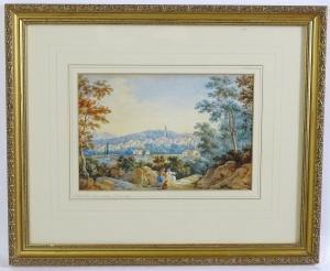 SCHRANZ Josef,A Greek view of a village in Corfu with figures an,Claydon Auctioneers 2023-12-30