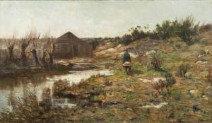 SCHREGEL Bernard 1870-1956,By a Pond,Stahl DE 2018-02-24