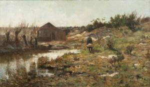 SCHREGEL Bernard 1870-1956,By a Pond,1870,Stahl DE 2017-02-25