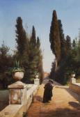 SCHREIBER WASSILIJ PAWLOWITSCH 1850-1880,Corner in the park at Villa D'Este,1887,Sovcom 2022-06-07