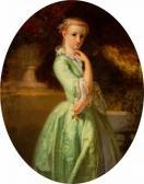 SCHREURS clemens prosper 1820-1911,Elegant young lady in a green dress h,AAG - Art & Antiques Group 2018-11-26