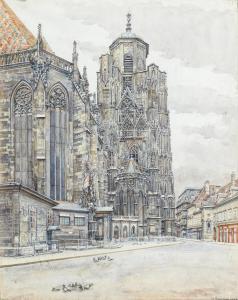 SCHREYER Albert 1869-1945,The North tower of Saint Stephen\’s,1936,Palais Dorotheum AT 2021-04-22