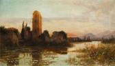 SCHREYER Franz 1858-1936,Early Evening Landscape,1896,Palais Dorotheum AT 2014-03-08