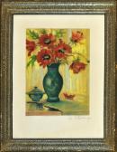 SCHRODER Heinrich 1881-1941,Blumenstillleben mit Mohn in Vase,1939,Allgauer DE 2016-01-15