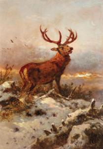 SCHRODL Anton 1823-1906,A stag roaring at sunset in winter,Palais Dorotheum AT 2024-02-21