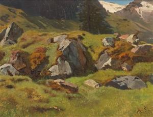 SCHRODL Anton 1823-1906,Study of Rocks at Ferleiten,Palais Dorotheum AT 2017-03-08