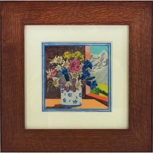 SCHROM von Sidonius 1887-1960,Vase of Flowers by Alpine Window,1920,Treadway US 2013-06-08