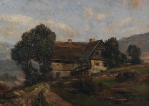 SCHUBERT August 1833,Sonnige Berglandschaft mit Gehöft,1844,Wendl DE 2016-10-20