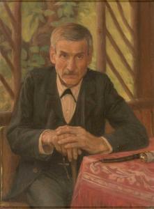 SCHUBERT Hugo 1874-1913,In einer Gartenlaube Portrait eines Herren,Zeller DE 2015-06-26