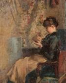 SCHUBERTH Carl Georg Bernhard 1860-1929,Woman writing, portrait of Miss I,Bukowskis SE 2013-05-28