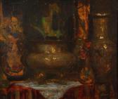 SCHUCH Carl 1846-1903,Intérieur avec vases et vasque sur une table,Brussels Art Auction 2018-10-09