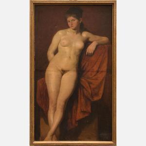 SCHUCH Carl 1846-1903,standing female nude,Deutsch AT 2022-03-02