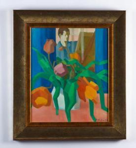 SCHUFFENECKER Jacques 1941,"Autoportrait au bouquet de tulipes",Boisgirard - Antonini FR 2022-08-07