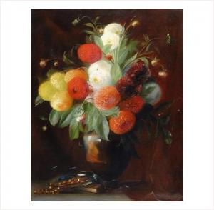 schuler frédéric 1800-1800,DALHIAS DANS UN VASE,1874,Anaf Arts Auction FR 2007-12-03