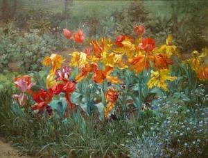 SCHULLER Joseph Carl Paul 1852-1920,fleurs,1886,Tradart Deauville FR 2006-08-17
